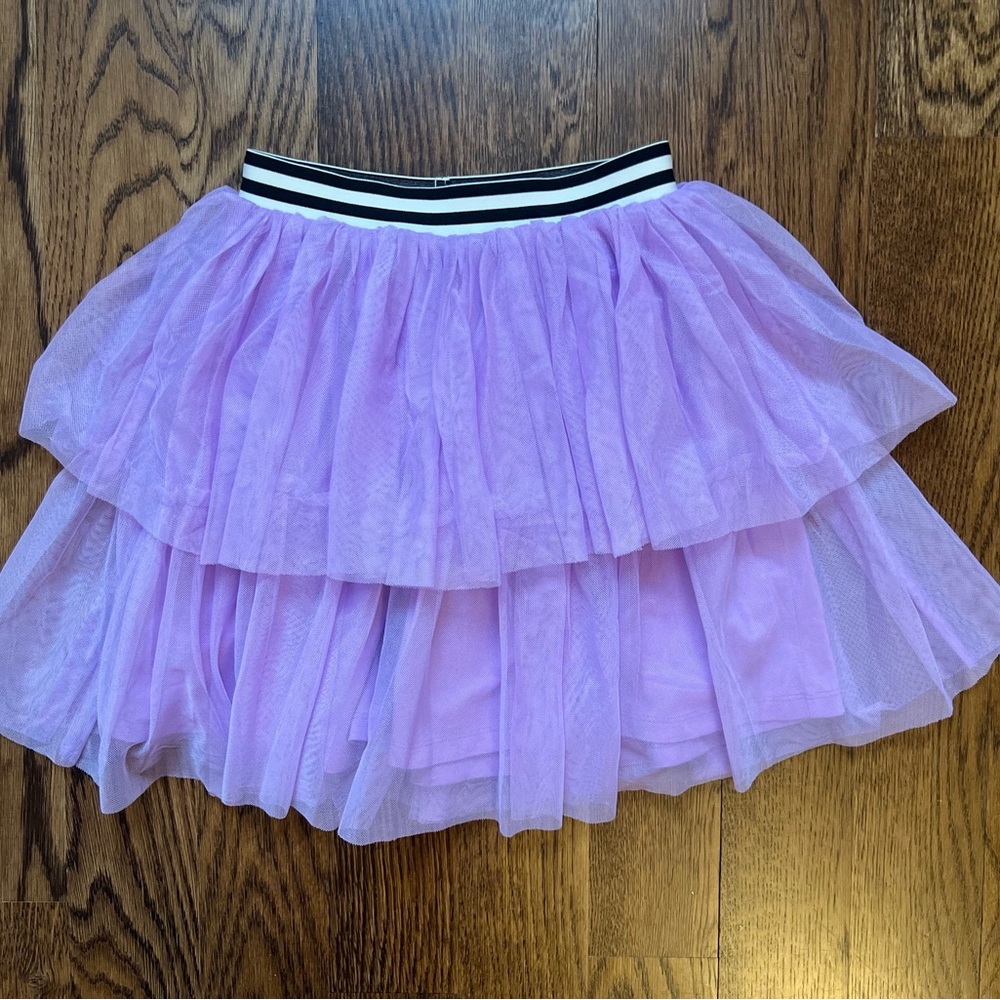 Tea Collection Tiered Tulle Lavender Skirt with Striped Waistband